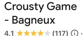 Fiche Google de Crousty Game avant RushUp (8 oct. 2025)